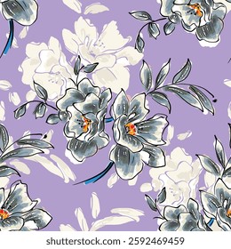 abstract an embossed blooming bright flower motif arrangement all - over textile design illustration digital image printing factory