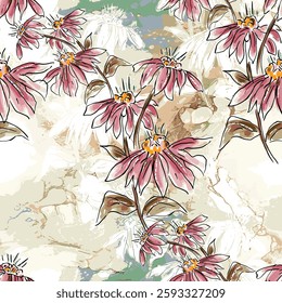 abstract an embossed blooming bright flower motif arrangement all - over textile design illustration digital image printing factory