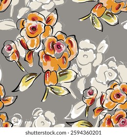 abstract an embossed blooming bright flower motif arrangement all - over textile design illustration digital image printing factory