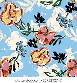 abstract an embossed blooming bright flower motif arrangement all - over textile design illustration digital image printing factory