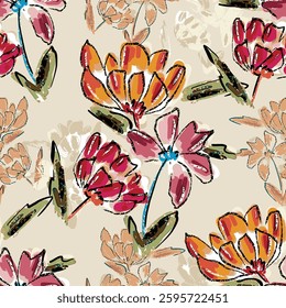 abstract an embossed blooming bright flower motif arrangement all - over textile design illustration digital image printing factory
