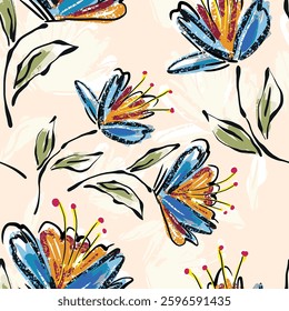 abstract an embossed blooming bright flower motif arrangement all - over textile design illustration digital image printing factory