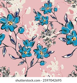 abstract an embossed blooming bright flower motif arrangement all - over textile design illustration digital image printing factory