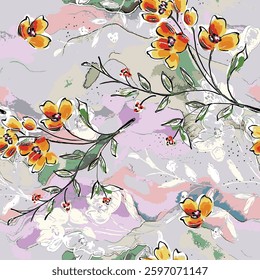 abstract an embossed blooming bright flower motif arrangement all - over textile design illustration digital image printing factory