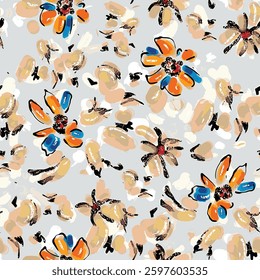 abstract an embossed blooming bright flower motif arrangement all - over textile design illustration digital image printing factory