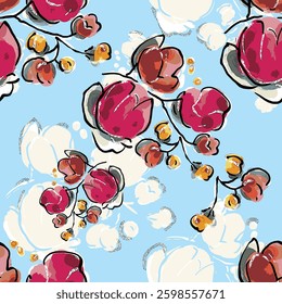 abstract an embossed blooming bright flower motif arrangement all - over textile design illustration digital image printing factory