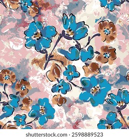 abstract an embossed blooming bright flower motif arrangement all - over textile design illustration digital image printing factory