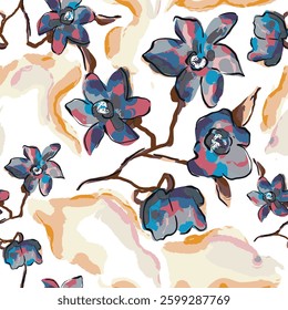 abstract an embossed blooming bright flower motif arrangement all - over textile design illustration digital image printing factory