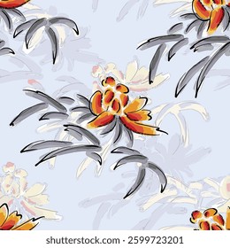 abstract an embossed blooming bright flower motif arrangement all - over textile design illustration digital image printing factory
