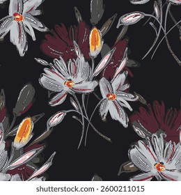 abstract an embossed blooming bright flower motif arrangement all - over textile design illustration digital image printing factory