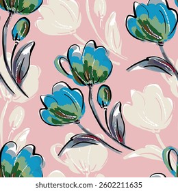 abstract an embossed blooming bright flower motif arrangement all - over textile design illustration digital image printing factory