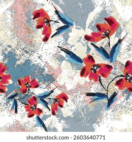 abstract an embossed blooming bright flower motif arrangement all - over textile design illustration digital image printing factory