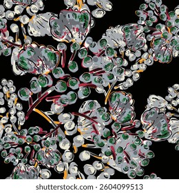 abstract an embossed blooming bright flower motif arrangement all - over textile design illustration digital image printing factory