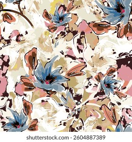 abstract an embossed blooming bright flower motif arrangement all - over textile design illustration digital image printing factory