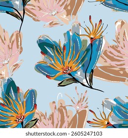 abstract an embossed blooming bright flower motif arrangement all - over textile design illustration digital image printing factory