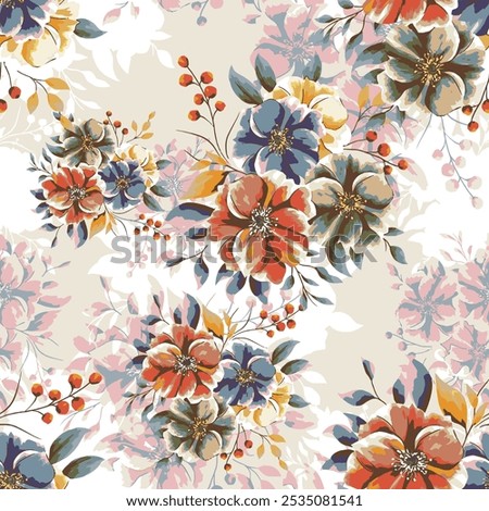 abstract an embossed blooming bright flower motif arrangement all - over textile design illustration digital image printing factory