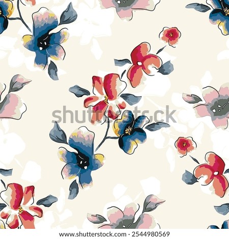 abstract an embossed blooming bright flower motif arrangement all - over textile design illustration digital image printing factory