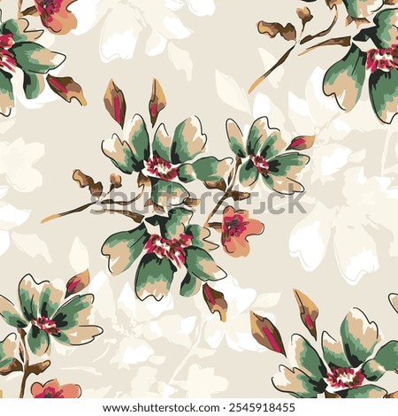 abstract an embossed blooming bright flower motif arrangement all - over textile design illustration digital image printing factory
