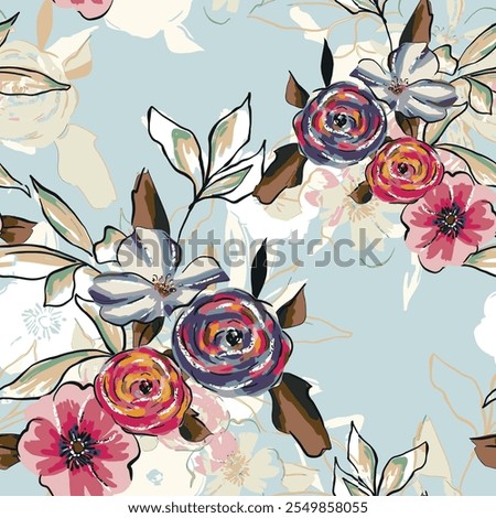 abstract an embossed blooming bright flower motif arrangement all - over textile design illustration digital image printing factory