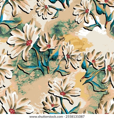 abstract an embossed blooming bright flower motif arrangement all - over textile design illustration digital image printing factory