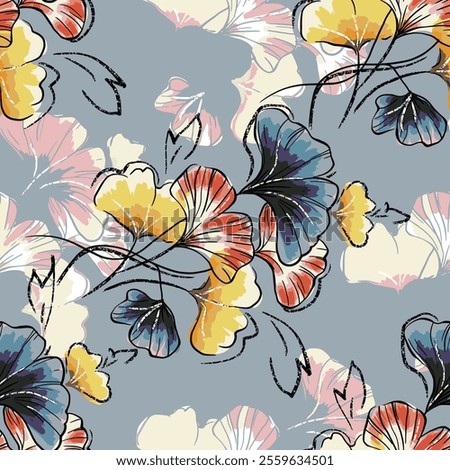 abstract an embossed blooming bright flower motif arrangement all - over textile design illustration digital image printing factory