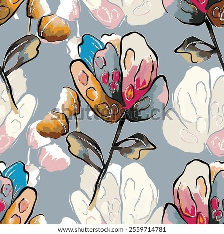 abstract an embossed blooming bright flower motif arrangement all - over textile design illustration digital image printing factory