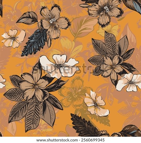 abstract an embossed blooming bright flower motif arrangement all - over textile design illustration digital image printing factory