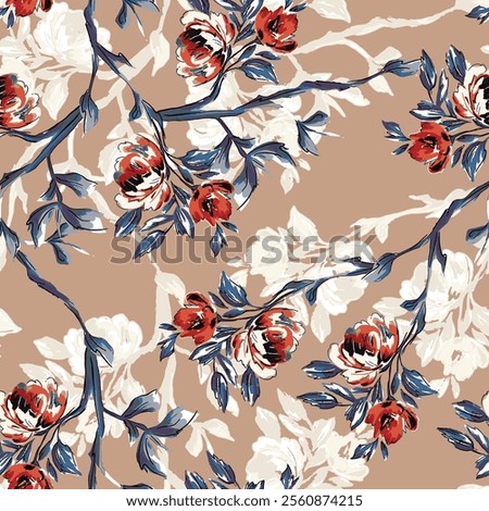 abstract an embossed blooming bright flower motif arrangement all - over textile design illustration digital image printing factory