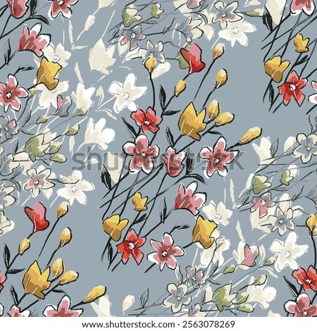 abstract an embossed blooming bright flower motif arrangement all - over textile design illustration digital image printing factory