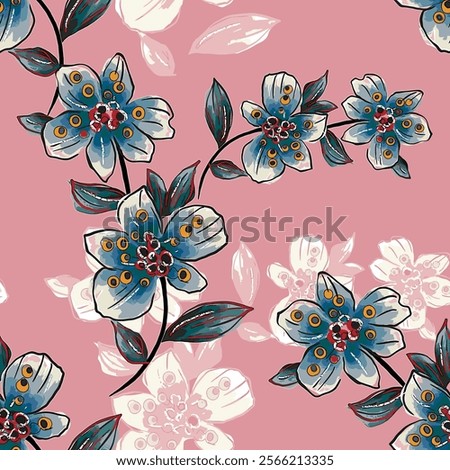 abstract an embossed blooming bright flower motif arrangement all - over textile design illustration digital image printing factory