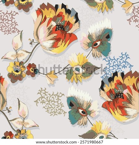 
abstract an embossed blooming bright flower motif arrangement all - over textile design illustration digital image printing factory
