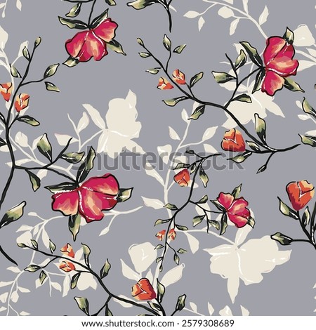 abstract an embossed blooming bright flower motif arrangement all - over textile design illustration digital image printing factory