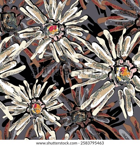 abstract an embossed blooming bright flower motif arrangement all - over textile design illustration digital image printing factory