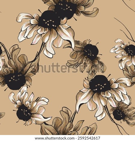 abstract an embossed blooming bright flower motif arrangement all - over textile design illustration digital image printing factory