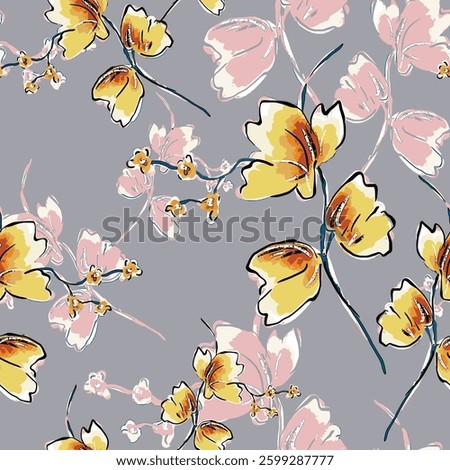 abstract an embossed blooming bright flower motif arrangement all - over textile design illustration digital image printing factory