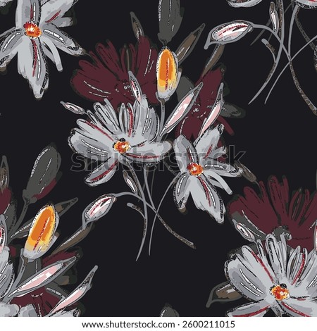 abstract an embossed blooming bright flower motif arrangement all - over textile design illustration digital image printing factory