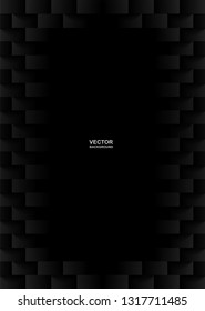 Abstract . Embossed geometric square black background ,light and shadow .Vector.