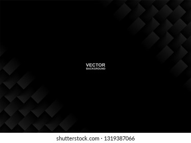 Abstract . Embossed geometric square black background ,light and shadow .Vector.