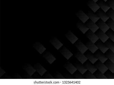Abstract . Embossed geometric square black background ,light and shadow .Vector.