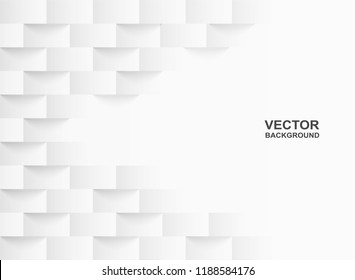 Abstract . Embossed geometric square white background ,light and shadow .Vector