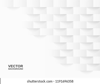 Abstract . Embossed geometric square white background ,light and shadow .Vector