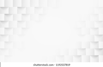Abstract . Embossed geometric square white background ,light and shadow .Vector