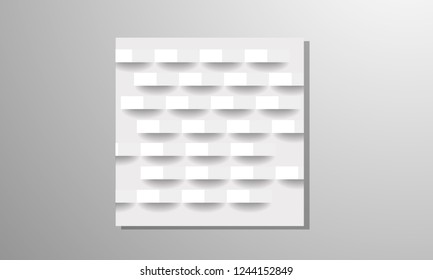 Abstract . Embossed geometric square white background ,light and shadow .Vecto