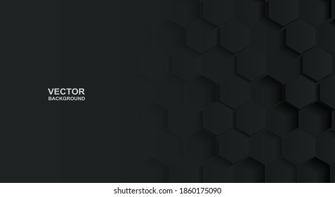 Abstrakt. Embossed hexagon, schwarzer Hintergrund. Licht und Schatten. Vektorgrafik.