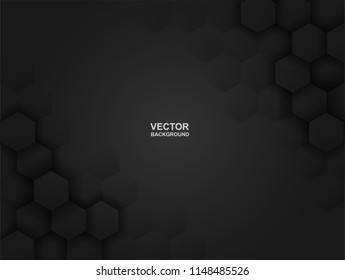 Abstract. Embossed Hexagon , honeycomb black Background ,light and shadow . modern  background. Vector