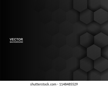 Abstract. Embossed Hexagon , honeycomb black Background ,light and shadow . modern  background. Vector