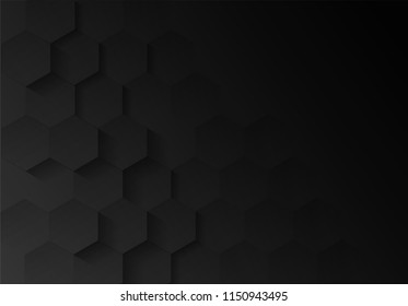 Abstract. Embossed Hexagon , honeycomb black Background ,light and shadow . modern  background. Vector