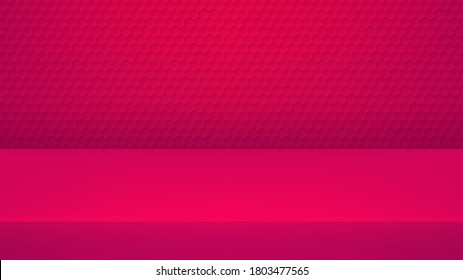 Abstract  Embossed Hexagon , honeycomb pink  background with studio backdrops. product display with copy space for display of content design.Banner for advertise product.