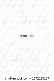 Abstract. Embossed Hexagon , honeycomb white Background ,light and shadow ,Vector
