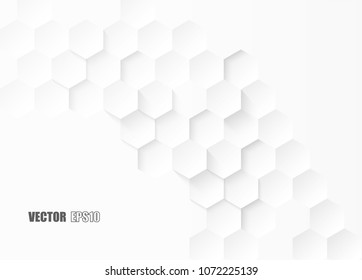 Abstract. Embossed Hexagon , honeycomb white Background ,light and shadow ,Vector
